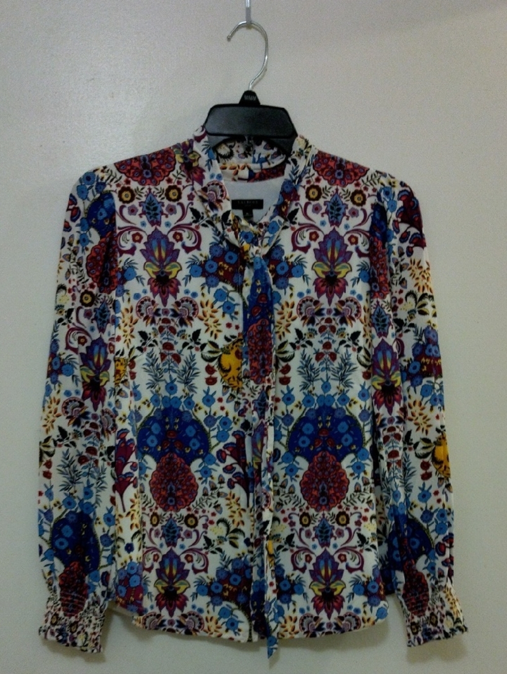 Talblts Petites Floral Tie-Neck Blouse - Multicolor M